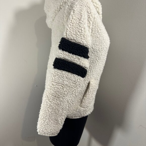 White / Black Softest Sherpa Hoodie Jacket    8319 - Picture 5 of 9